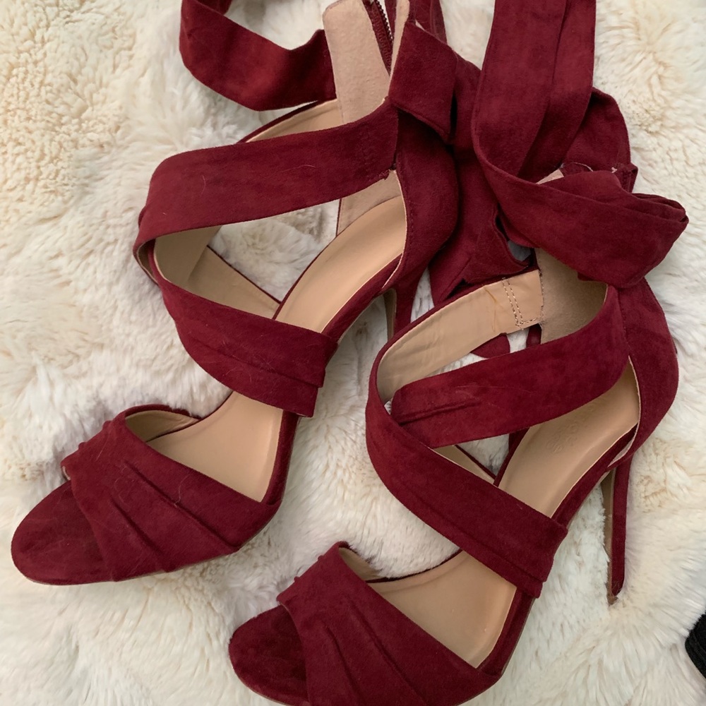 Red velvet high heels